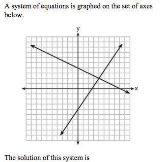 A system of equations is graphed on the set of axes below.

The solution of this system is?