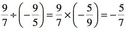 What is 9/7 ÷ (-9/5) = in simplest form?