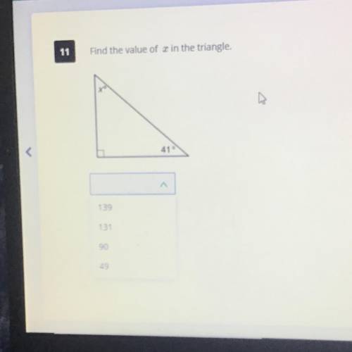 Find the value of x in the triangle,
41