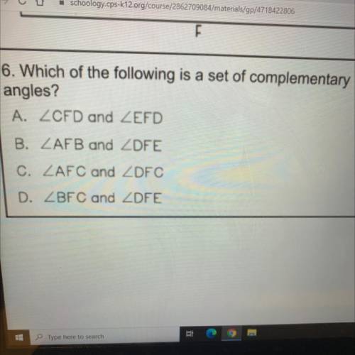 Which of the following is a set of complementary angles ?