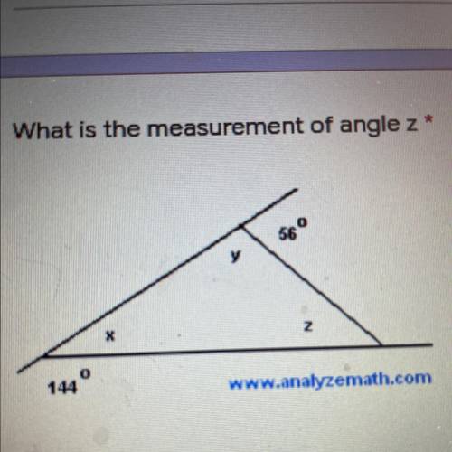 What is the measurement of angle z
