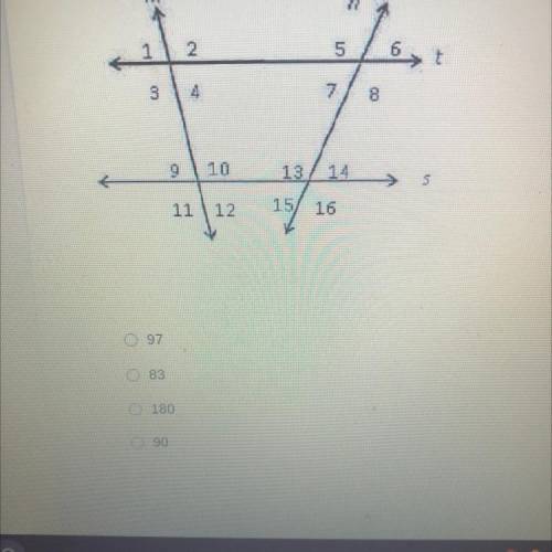 If angle 2 is 97 what is the measurement of angle 3