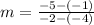 m=\frac{-5-\left(-1\right)}{-2-\left(-4\right)}