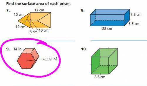 How do I solve the surface area of a hexagonal prism when the hexagon base has an area of 509 in2 a