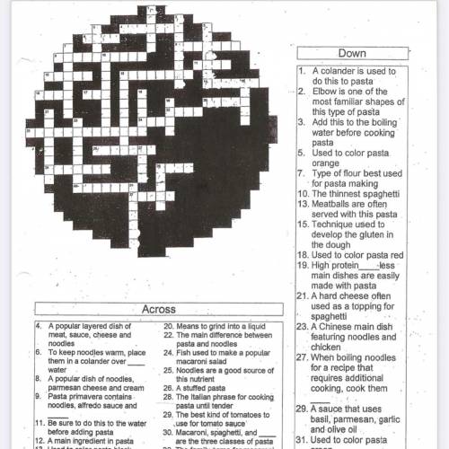 Please help me with this crossword puzzle about pasta