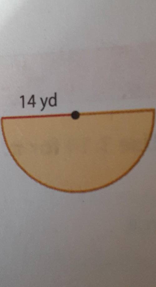 Rondell draws the semicircle shown at the right. What is the area of the semicircle? Use 3.14 for p