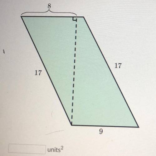 What is the area of the parallelogram shown below?
8
17
17
9