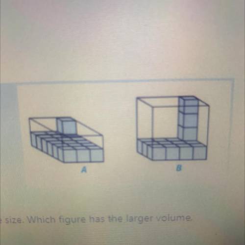 Both figures are filled with unit cubes of the same size. Which figure has the larger volume,

Fig