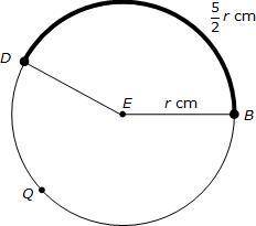 The radius of circle E is  centimeters. The length of arc BD is centimeters.

The ratio of the len