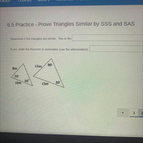 6.5 Practice - Prove Triangles Similar by SSS and SAS