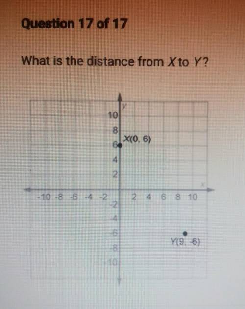 What is the distance from X to Y?A. 15 unitsB. 3 unitsC. 225 unitsD. 21 units​