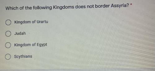 Which of the following kingdoms does not border Assyria?