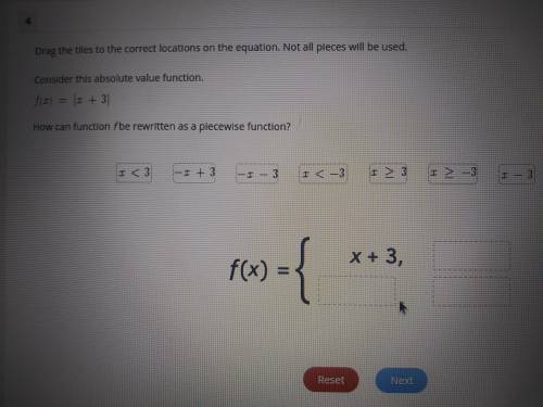 Consider the absolute value function

f(x) = |x+3| 
how can function f be rewritten as a piecewise