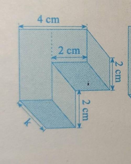 The area of rectangular faces of prism shown in the adjoining figure Is 96 cm^2. Find the value of
