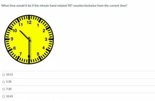 What time would it be if the minute hand rotated 90° counterclockwise from the current time?