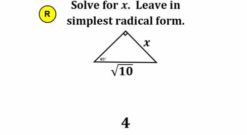 Solve for x. Leave in simplest radical form.