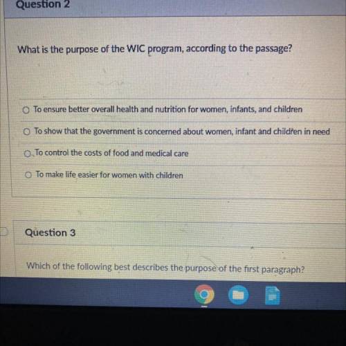 What is the purpose of the WIC program, according to the passage?

O To ensure better overall heal