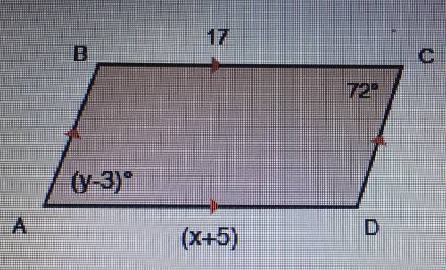 ABCD is a parallelogram. Which statements are true?

1.) The value of y is less than 72.
2.) The v