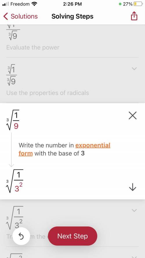How to transform radical into exponential form? Working backwards.

How do you get 3 squared from