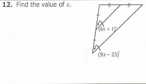 I need an answer on this: Find the value of x.
