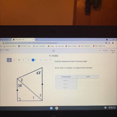 Find the measure of each missing angle explain work