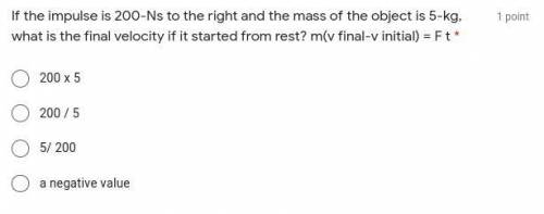 If the impulse is 200-Ns to the right and the mass of the object is 5-kg, what is the final velocit