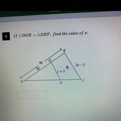 If triangle dgh is congruent to triangle def find the value of x