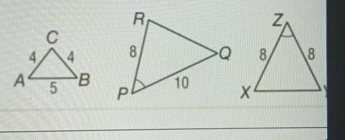 Are any two of the three triangles similar? if so write the appropriate similarity statement.​