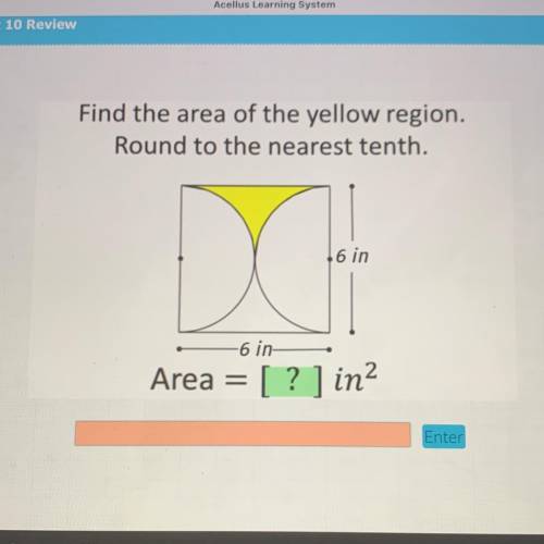 Find the area of the yellow region.

Round to the nearest tenth.
DO
66 in
-6 in-
Area
[? ] in?