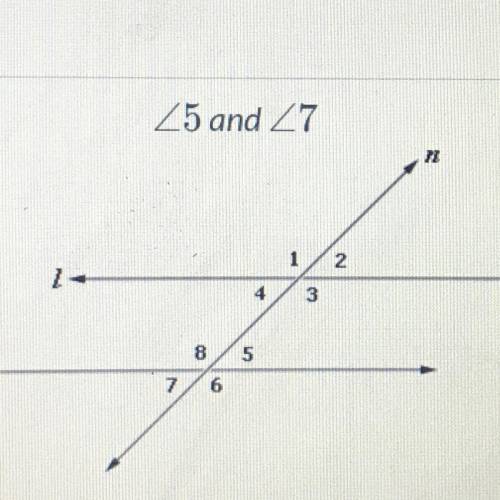 is this a corresponding angle, alternate exterior angle, vertical angle, a supplementary angle, or
