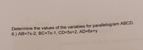 Determine the values of the variables for parallelogram ABCD ​