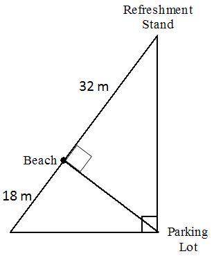 A. How far is the spot on the beach from the parking lot?

b. How far will he have to walk from th