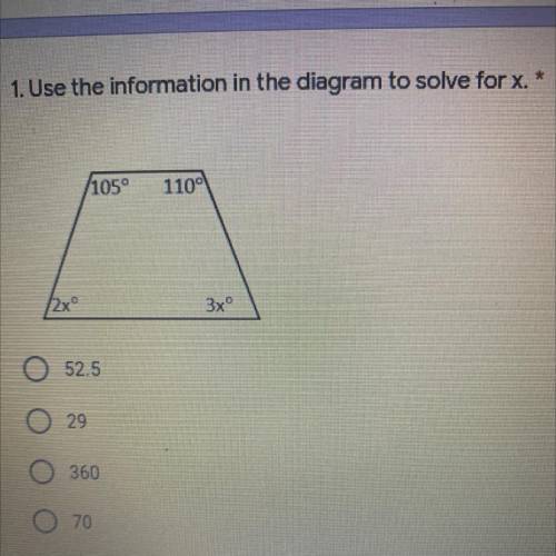 Use the information in the diagram to solve for x.