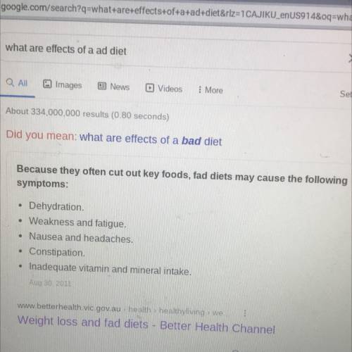 What happens if you have a bad diet