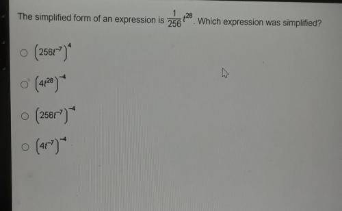 The simplified form of an expression is 1/126t^28. which expression was simplified? ​