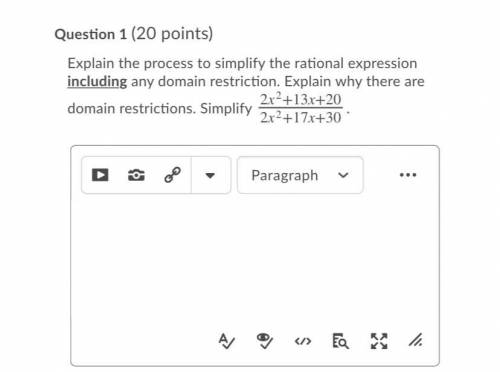Explain the process to simplify the rational expression including any domain restriction. Explain w