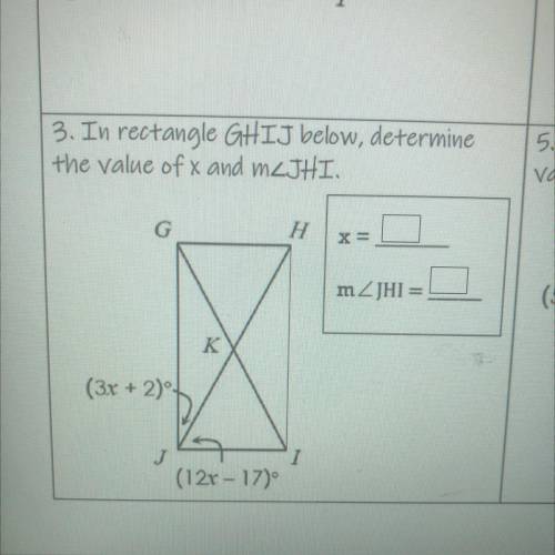 In rectangle GHIJ below, determine the value of x and m
PLEASE HELP ITS DUE IN 10 mins