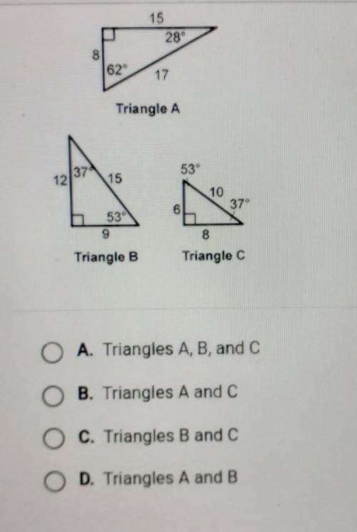 Which triangles are similar? ​