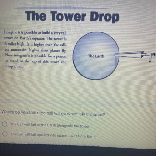 Imagine it is possible to build a very tall

tower on Earth's equator. The tower is
6 miles high.