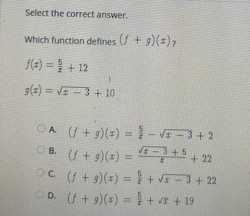 Select the correct answer. Which function defines ​