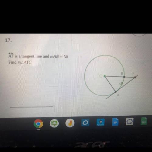 AT is a tangent line and m
Find m