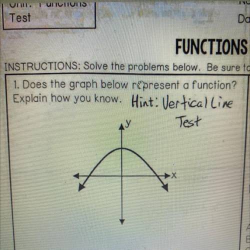 .Does the graph below represent a function?
Explain how you know. Hint: Vertical line Test
