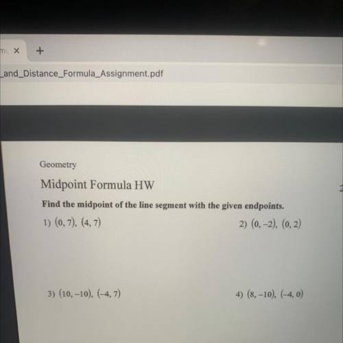 Find the midpoint of the line segment with the given endpoints 
(0,7), (4,7)