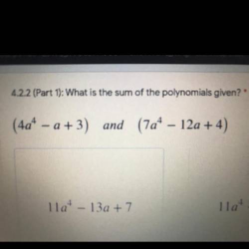 What is the sum of the polynomials given?