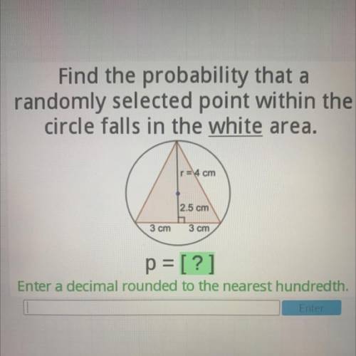 Find the probability that a randomly selected point within the circle falls in the white area