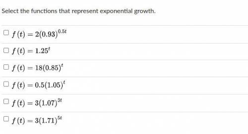 Select the functions that represent exponential growth.