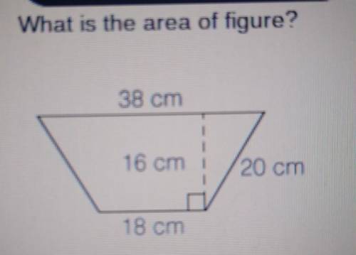 What is the area of figure?

• A. 320 square centimeters • B. 608 square centimeters• C. 448 squar