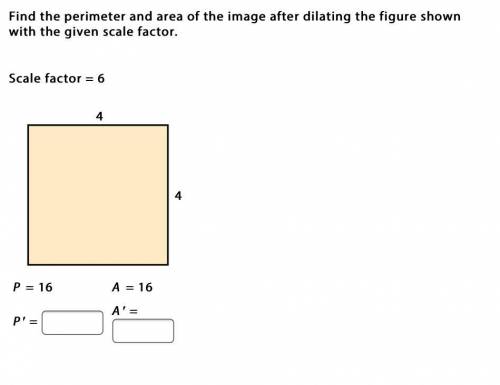 Find the perimeter and area of the image after dilating the figure shown with the given scale facto