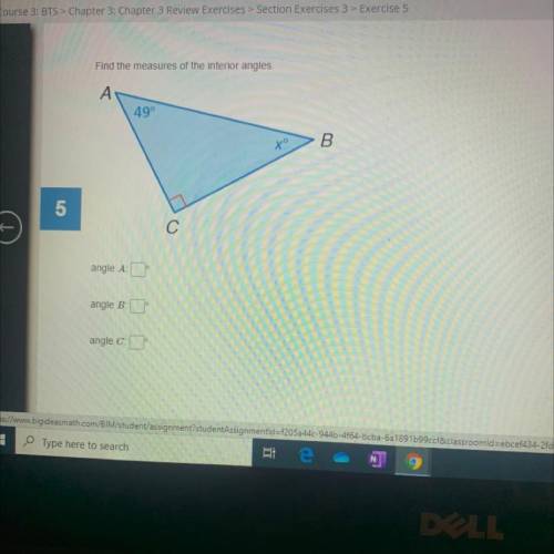 Find the measures of the interior angles 49 degrees