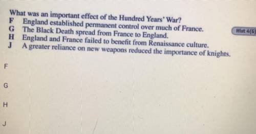What was an important effect of the Hundred Years' War?